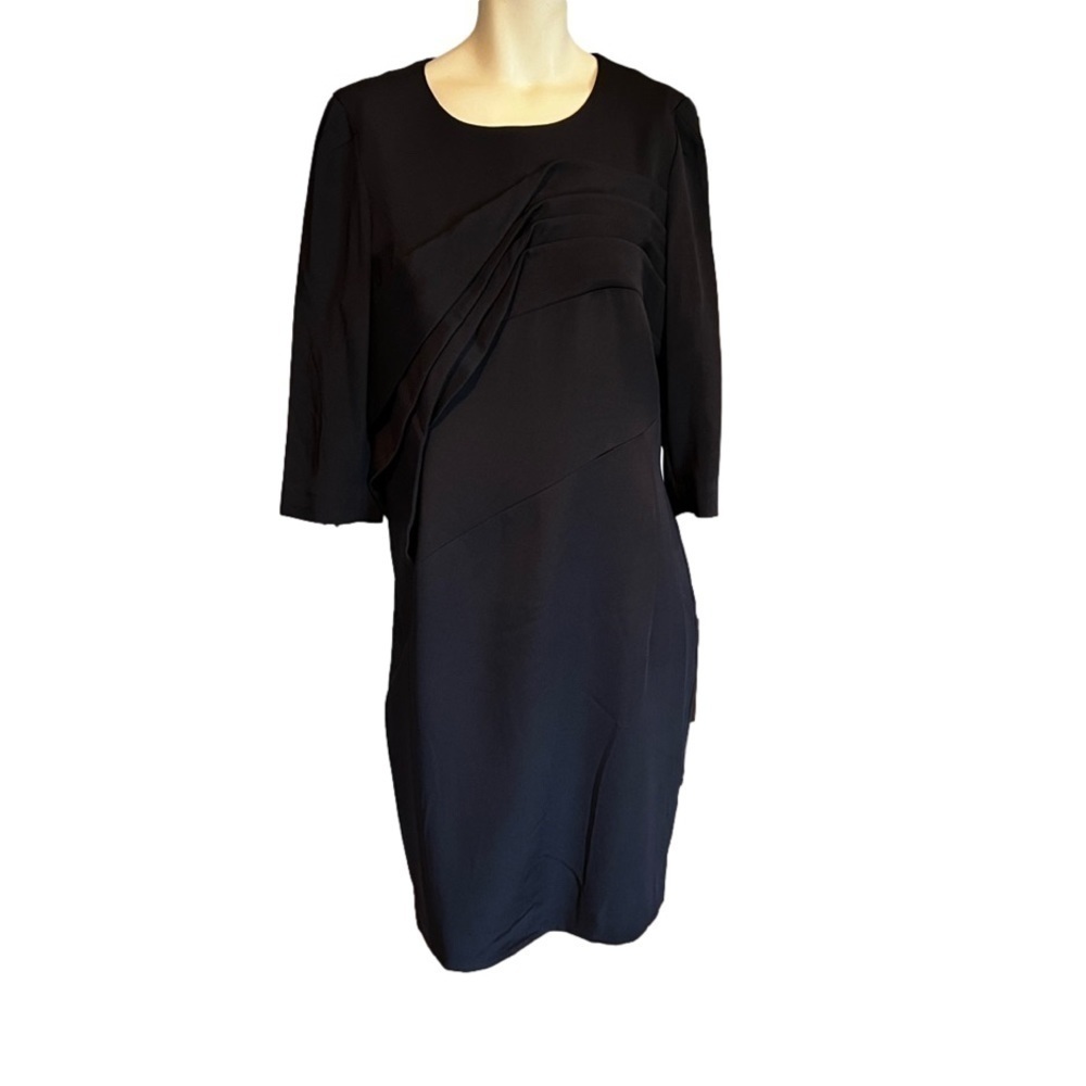 Teri John Rickie Freeman 3/4 Sleeve Black Sheath Dress
